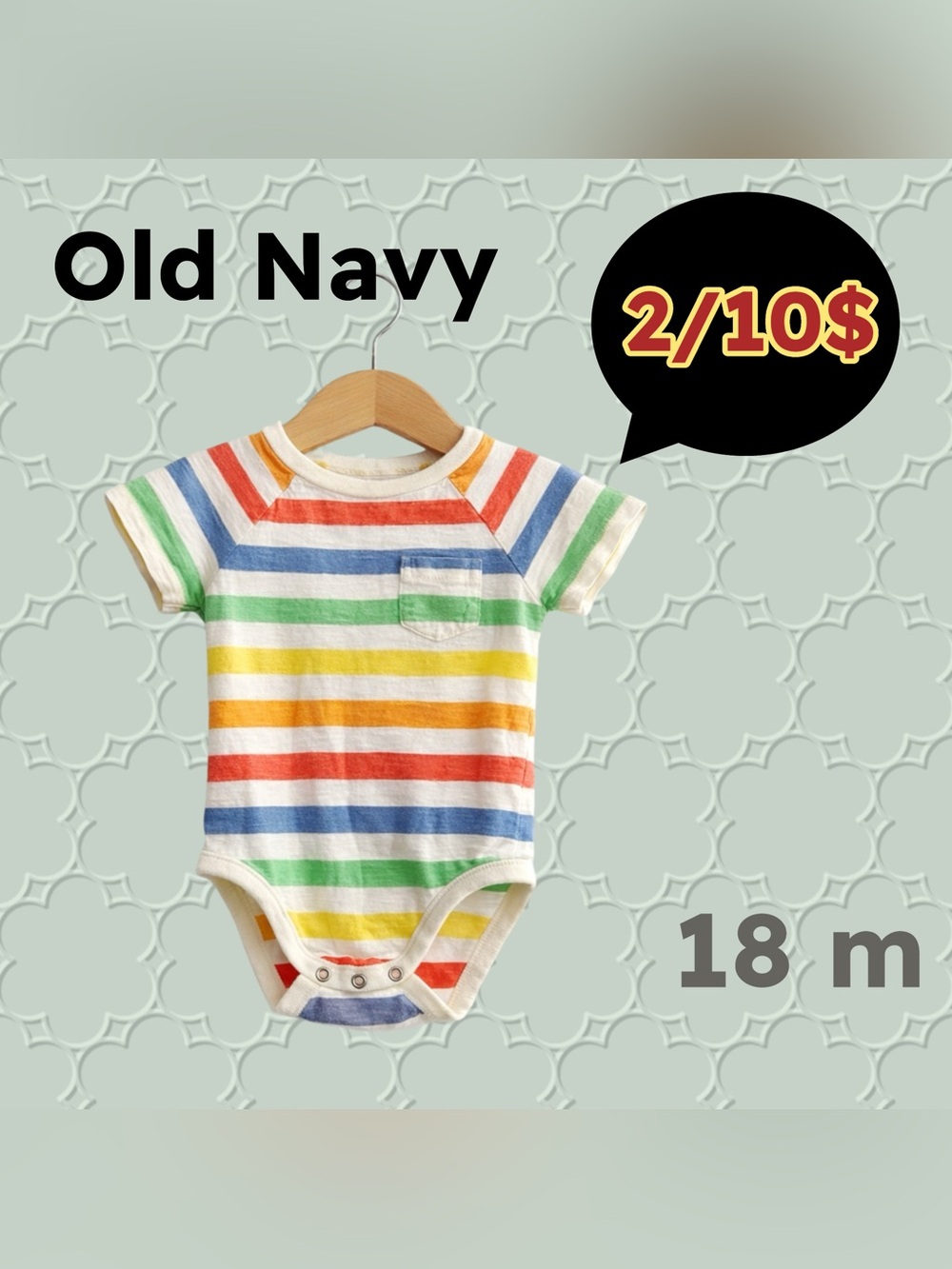 🌈 2/10$ 🇺🇸👍GUC OLD NAVY | 18m |Playful Unisex Rainbow striped Onesie❗️read